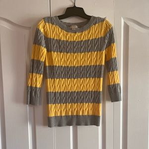 Ann Taylor Loft Factory Yellow & Gray striped sweater size M